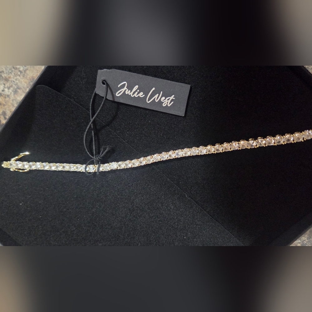 Julie West Gold Tone Cubic Zirconia Tennis Bracelet